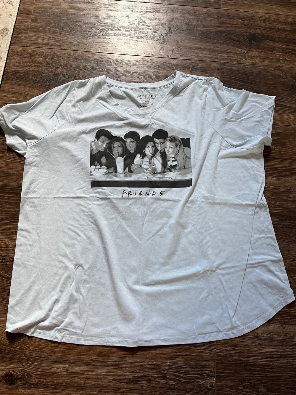 FRIENDS White V-Neck Kids Tee with Black Cast Photo Graphic